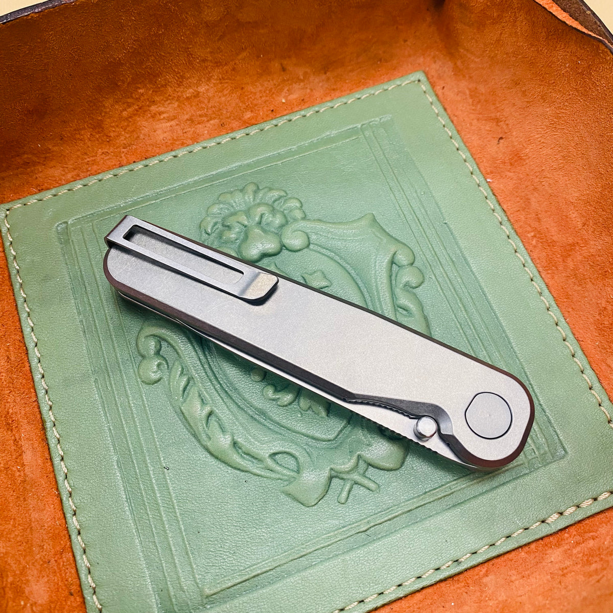 Tactile Knife Co. Rockwall TANTO 3" Magnacut Stonewash Blade, Titanium Handles Folding Knife