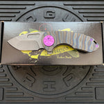 Curtiss Custom Knives F3 Compact Frame Lock, 2.5" Spanto Magnacut Blasted Blade FLIPPER, Torched Handles, Knife