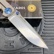 Load image into Gallery viewer, Spartan Blades Harsey Folder - Gray American Waving Flag Satin Magnacut Blade, Blue ANO Hardware Knife
