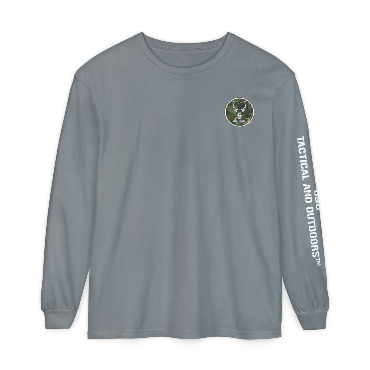 G&G Tactical Outdoors Long Sleeve Tee — Green Camoflauge White Sleeve Graphic