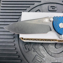 Load image into Gallery viewer, Rick Hinderer XM-18 3.5&quot; Magnacut SKINNY SLICER, Tri-Way, Battle Black, Stonewash Blue Hardware, Blue/Black G10 Folding Knife
