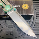 Spartan Blades Harsey Folder - GREEN Saint Michael, Magnacut Blade, Green ANO Hardware Knife