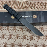 Spartan KA-Bar 7" CPM MagnaCut Black Fixed Blade Knife with Black Leather Sheath SB54BKBKLTBK