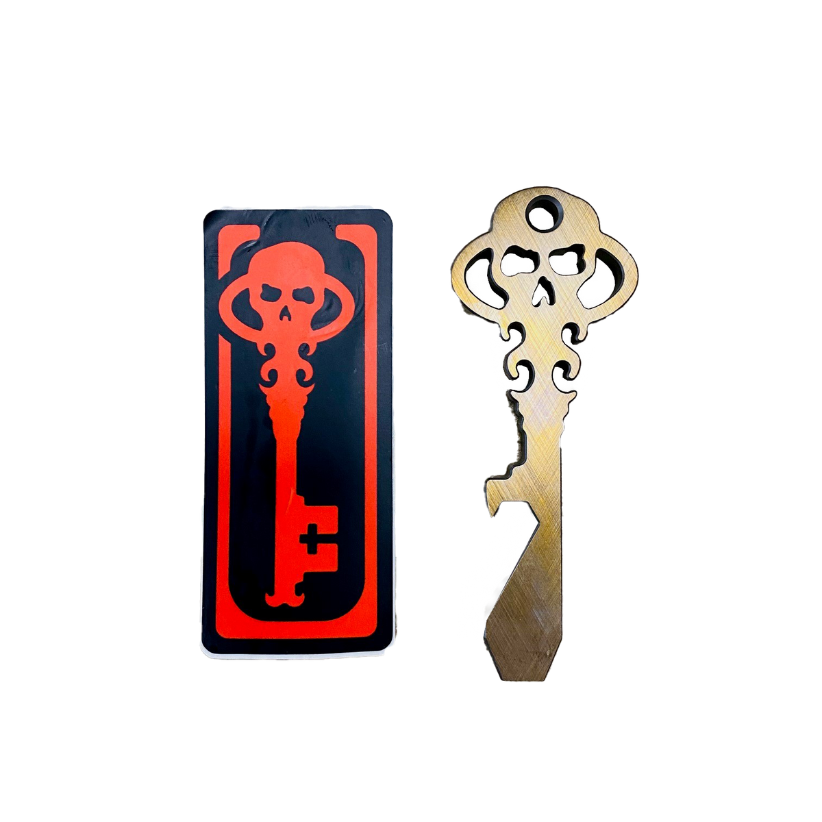 Chaves Knives Skeleton Key Tool Prybar Titanium BRONZE Crosshatch