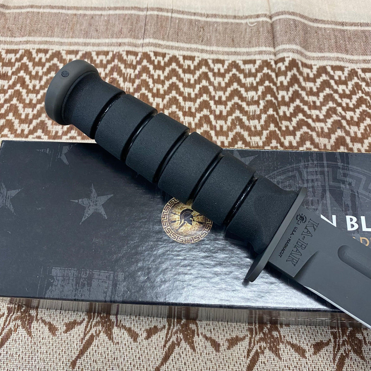 Spartan KA-Bar 7" CPM MagnaCut Black Fixed Blade Knife with Kydex Black Sheath SB54BKBKKYBK