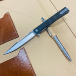 Ocaso 9HFS Solstice HARPOON Titanium, Carbon Fiber, Satin 3.5" CPM-S35VN Flipper Folding Knife
