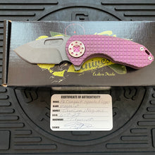 Load image into Gallery viewer, Curtiss Custom Knives F3 Compact Frame Lock, 2.5&quot; Spanto Magnacut Blasted Blade FLIPPER, Frag-Mill Pink Pattern Handles, Knife
