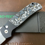 ProTech BT2731-WS Terzuola ATCF Auto Black handle, MOP Button, White Storm Fat Carbon Inlays Knife
