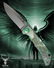 Load image into Gallery viewer, Spartan Blades Harsey Folder - GREEN Saint Michael, Magnacut Blade, Green ANO Hardware Knife
