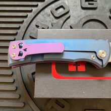 Load image into Gallery viewer, Chaves Ultramar Redencion Street Framelock 3.25&quot; Drop Point M390, Titanium Handles, Folding Knife REVERSE COTTON CANDY THEME
