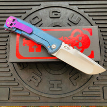 Load image into Gallery viewer, Chaves Ultramar 229 Kickstop DROP POINT Titanium 3.63&quot; Belt Satin Knife REVERSE COTTON CANDY THEME
