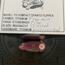 Load image into Gallery viewer, Curtiss Custom Knives F3 Compact Frame Lock, 2.5&quot; Spanto Magnacut Blasted Blade FLIPPER, Frag-Mill Pink Pattern Handles, Knife
