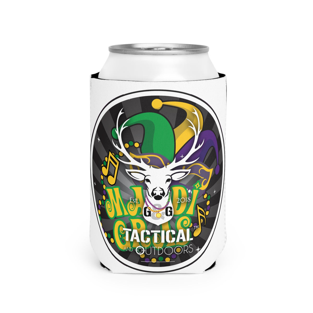 G&G Tactical Outdoors Can Cooler Sleeve Mardi Gras for 12 oz