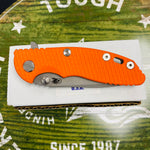 Rick Hinderer XM-18 3.0" Spanto, Tri-Way, Working Finish, Orange G10 Knife