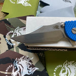Rick Hinderer XM-18 3.5" CPM-20CV Bowie Tri-way Stonewash Blue Blue G10 Knife