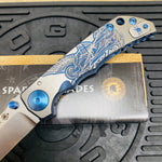 Spartan Blades Harsey Folder - BLUE Saint Michael, Magnacut Blade, Blue ANO Hardware Knife