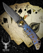 Spartan Blades SF5 ROYAL FLUSH Damascus SHF Royal Flush Harsey Folding Knife 3.95" Damascus Blade, Titanium Handles