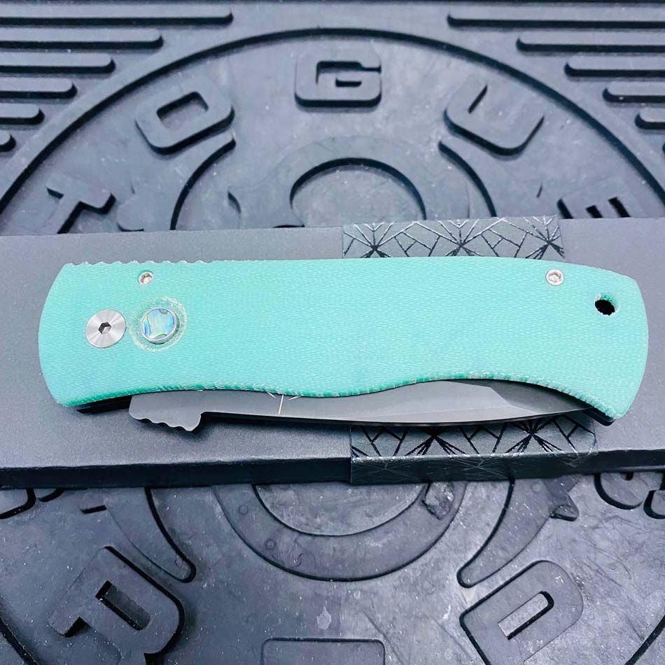 ProTech Emerson CQC-7 3.25" Tanto Automatic Knife Aquamarine Handle with Mother of Pearl Push Button