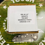 Rick Hinderer XM-18 3.0" Spanto, Tri-Way, Working Finish, Orange G10 Knife