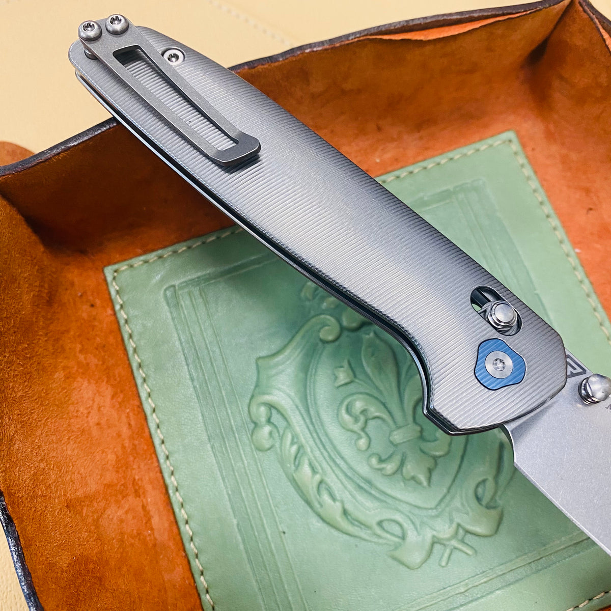 Tactile Knife Co. Maverick, 3.5" Magnacut Stonewash Blade, Titanium Handles Folding Knife