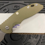 Rick Hinderer XM-18 3.5" Slicer S45VN, Non-Flipper, Tri-Way, Battle Bronze, OD Green G10 Knife