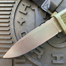 Load image into Gallery viewer, Demko FreeReign Drop Point 5&quot; MagnaCut OD Green Handle Fixed Blade Knife MADE IN USA
