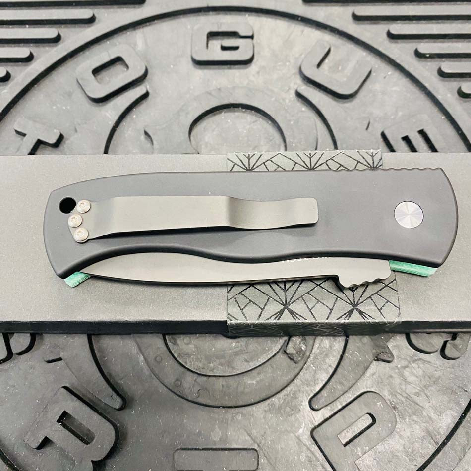 ProTech Emerson CQC-7 3.25" Tanto Automatic Knife Aquamarine Handle with Mother of Pearl Push Button