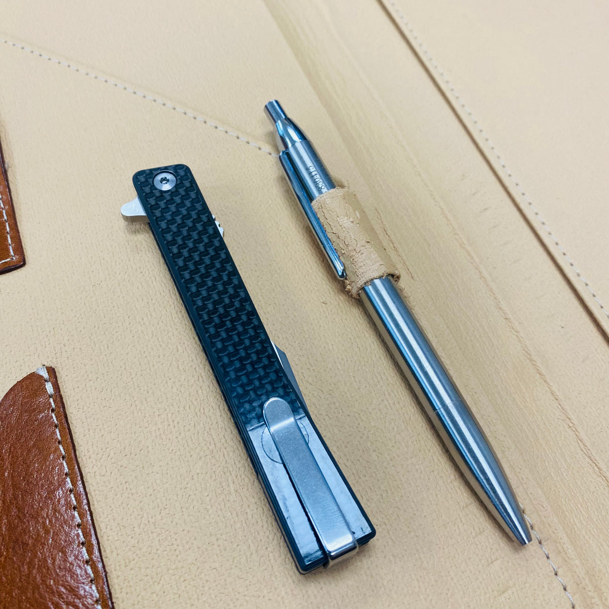 Ocaso 9HFS Solstice HARPOON Titanium, Carbon Fiber, Satin 3.5" CPM-S35VN Flipper Folding Knife