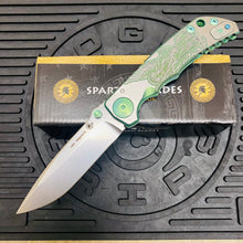 Load image into Gallery viewer, Spartan Blades Harsey Folder - GREEN Saint Michael, Magnacut Blade, Green ANO Hardware Knife
