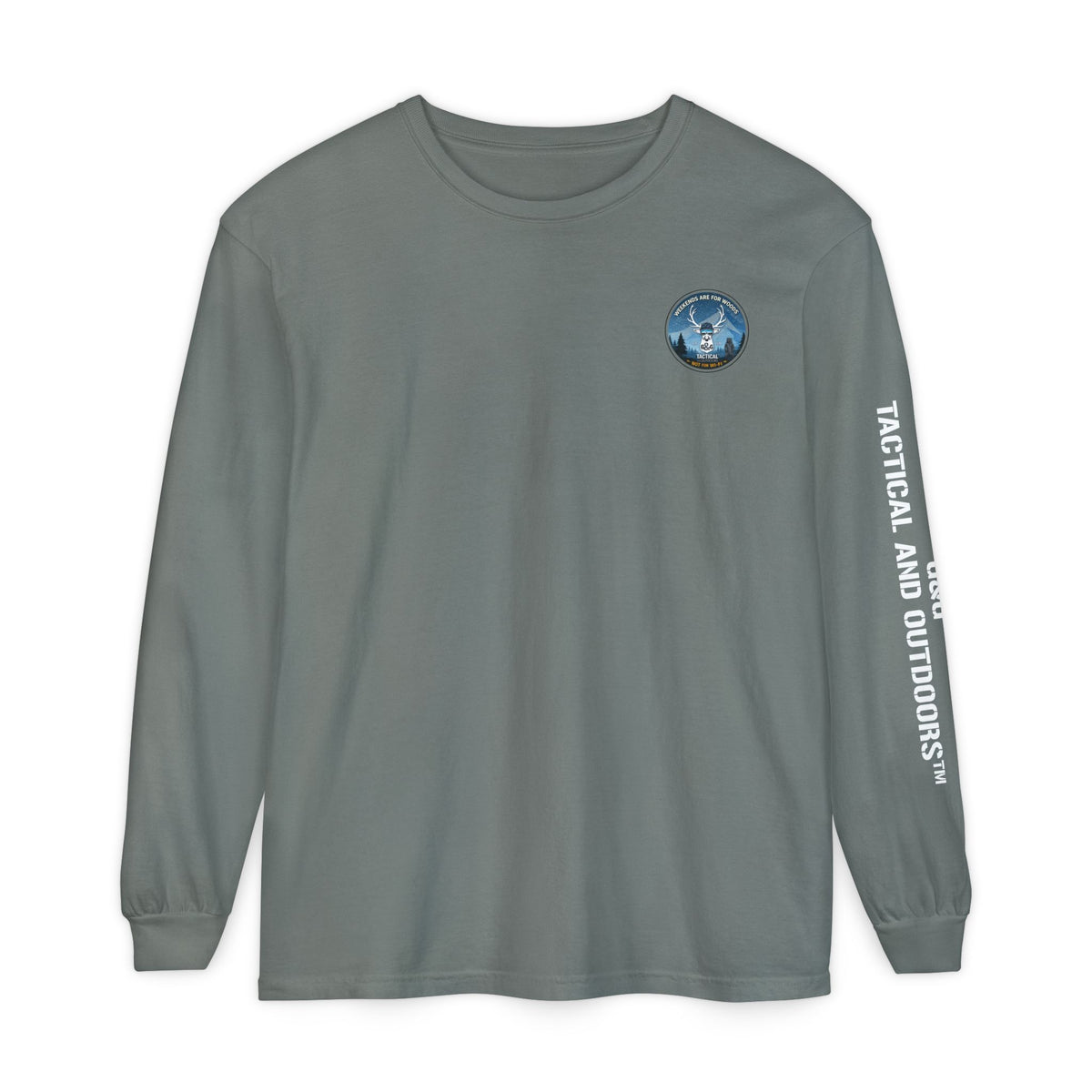 G&G Tactical Outdoors Long Sleeve Tee — Winter Camoflauge "Weekends Are for Woods Not Wifi"