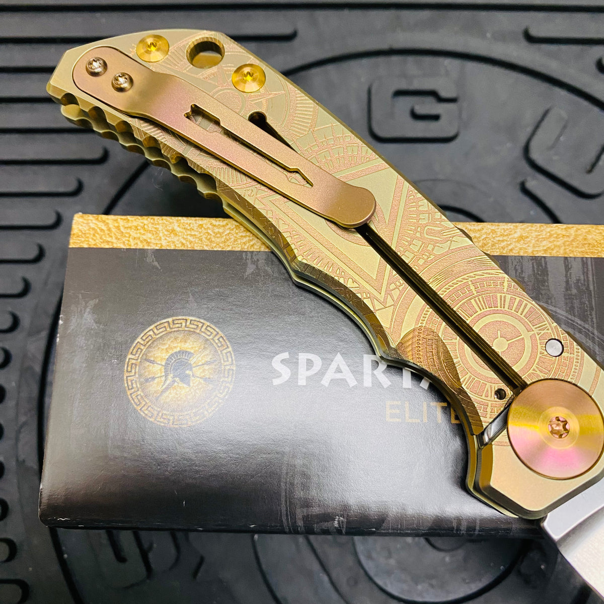 Spartan Blades Harsey Folder - Orange Oculus Theme, Satin Magnacut Blade, Satin Hardware Knife
