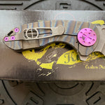 Curtiss Custom Knives F3 Compact Frame Lock, 2.5" Spanto Magnacut Blasted Blade FLIPPER, Torched Handles, Knife