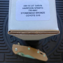 Load image into Gallery viewer, Rick Hinderer XM-18 3.5&quot; Harpoon Spanto, Tri-Way, Stonewash Bronze, Coyote G10 Folding Knife
