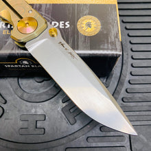 Load image into Gallery viewer, Spartan Blades Harsey Folder - Orange Oculus Theme, Satin Magnacut Blade, Satin Hardware Knife
