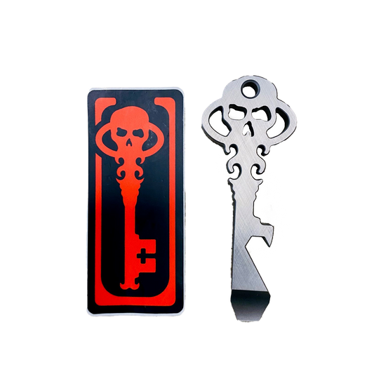 Chaves Knives Skeleton Key Tool Prybar Titanium SILVER NATURAL Crosshatch