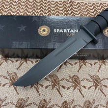 Load image into Gallery viewer, Spartan KA-Bar 7&quot; CPM MagnaCut Black Fixed Blade Knife with Kydex Black Sheath
