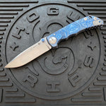 Spartan Blades Harsey Folder - Blue Oculus Theme, Satin Magnacut Blade, Satin Hardware Knife