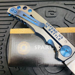 Spartan Blades Harsey Folder - BLUE Saint Michael, Magnacut Blade, Blue ANO Hardware Knife