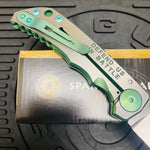 Spartan Blades Harsey Folder - GREEN Saint Michael, Magnacut Blade, Green ANO Hardware Knife