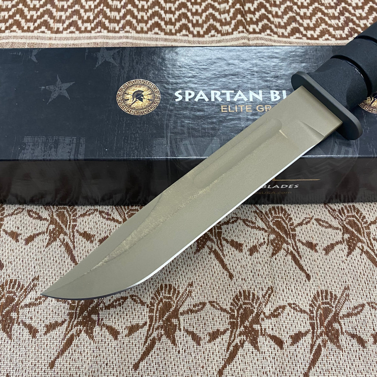 Spartan KA-Bar 7" CPM MagnaCut Flat Dark Earth Fixed Blade Knife with Black Leather Sheath SB54DEBKLTBK
