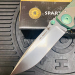 Spartan Blades Harsey Folder - GREEN Saint Michael, Magnacut Blade, Green ANO Hardware Knife