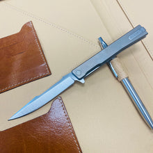 Load image into Gallery viewer, Ocaso 9HTS Solstice HARPOON Titanium, Satin, 3.5&quot; CPM-S35VN Flipper Folding Knife
