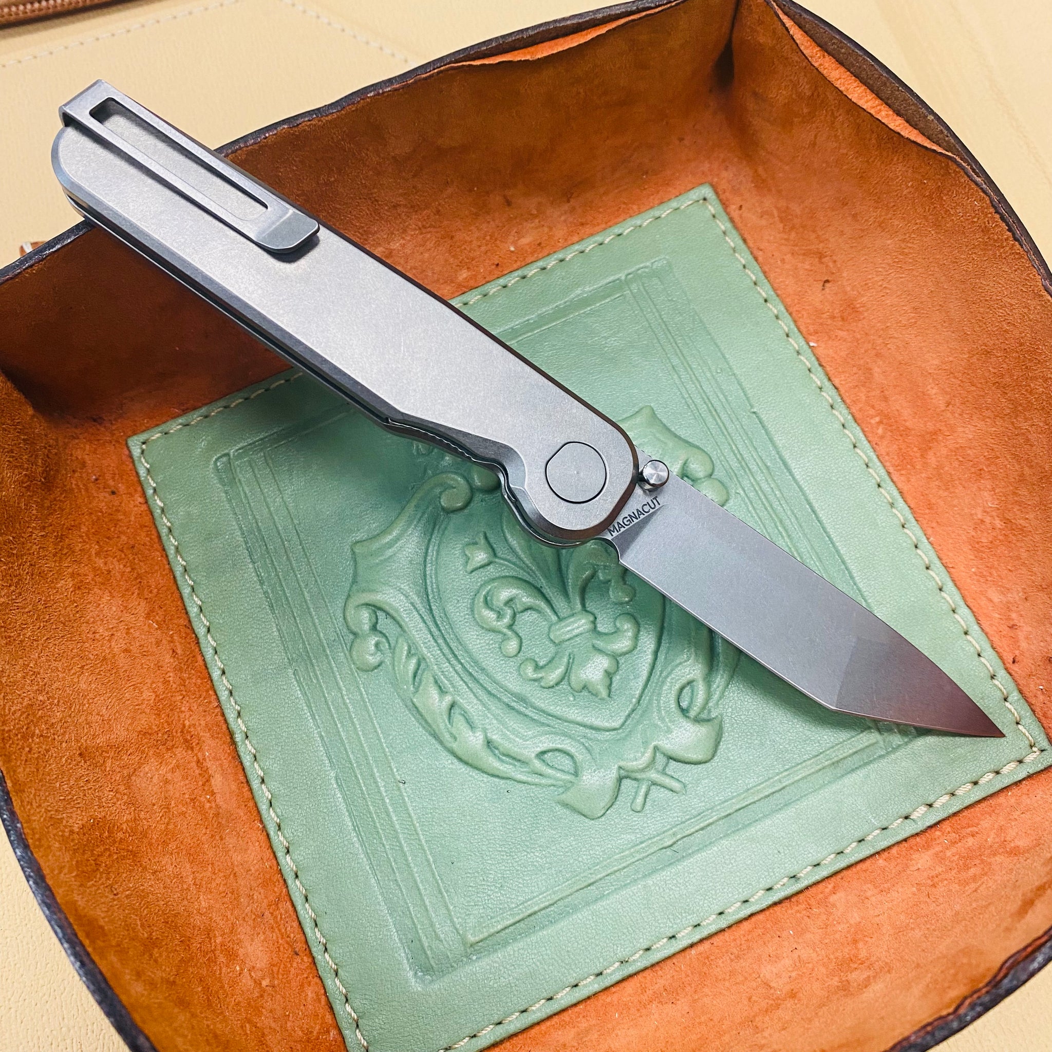 Tactile Knife Co. Rockwall TANTO 3" Magnacut Stonewash Blade, Titanium