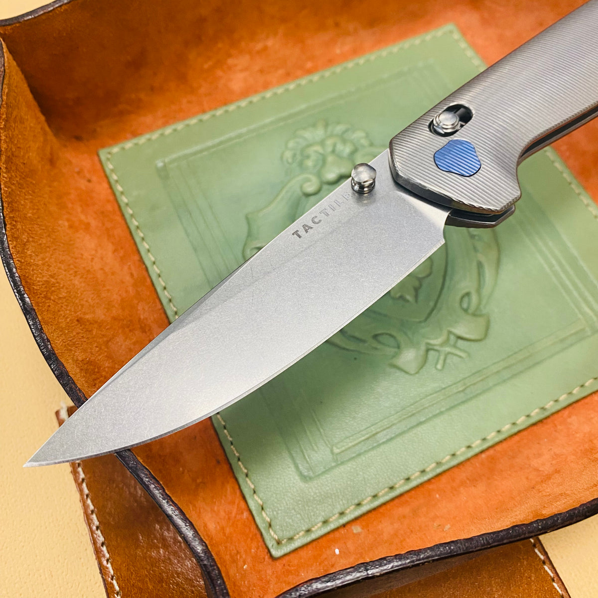 Tactile Knife Co. Maverick, 3.5" Magnacut Stonewash Blade, Titanium Handles Folding Knife