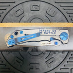 Spartan Blades Harsey Folder - BLUE Saint Michael, Magnacut Blade, Blue ANO Hardware Knife