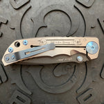Spartan Blades Harsey Folder - Memento Mori 2023 Theme, PVD Magnacut Blade, Blue ANO Hardware Knife