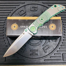 Load image into Gallery viewer, Spartan Blades Harsey Folder - GREEN Shield with Green Stone, Magnacut Blade, Green ANO Hardware Knife
