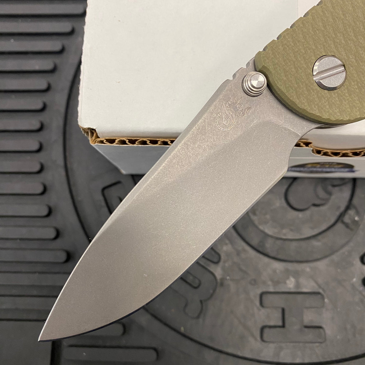 Rick Hinderer XM-18 3.5" Slicer S45VN, Non-Flipper, Tri-Way, Battle Bronze, OD Green G10 Knife