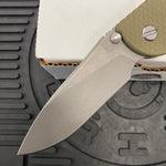 Rick Hinderer XM-18 3.5" Slicer S45VN, Non-Flipper, Tri-Way, Battle Bronze, OD Green G10 Knife
