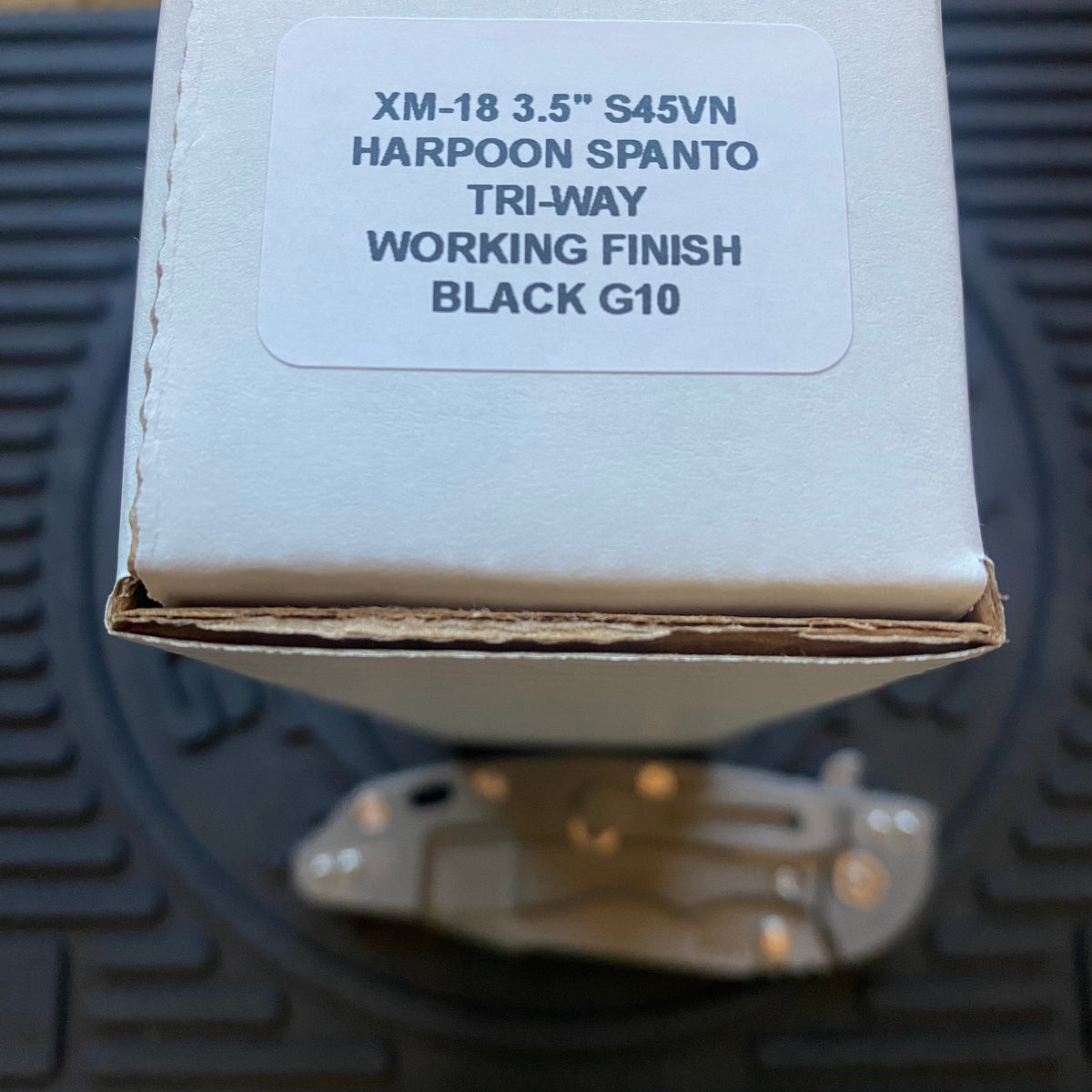 Rick Hinderer XM-18 3.5" Harpoon Spanto, Tri-Way, Working Finish, Black G10 Folding Knife